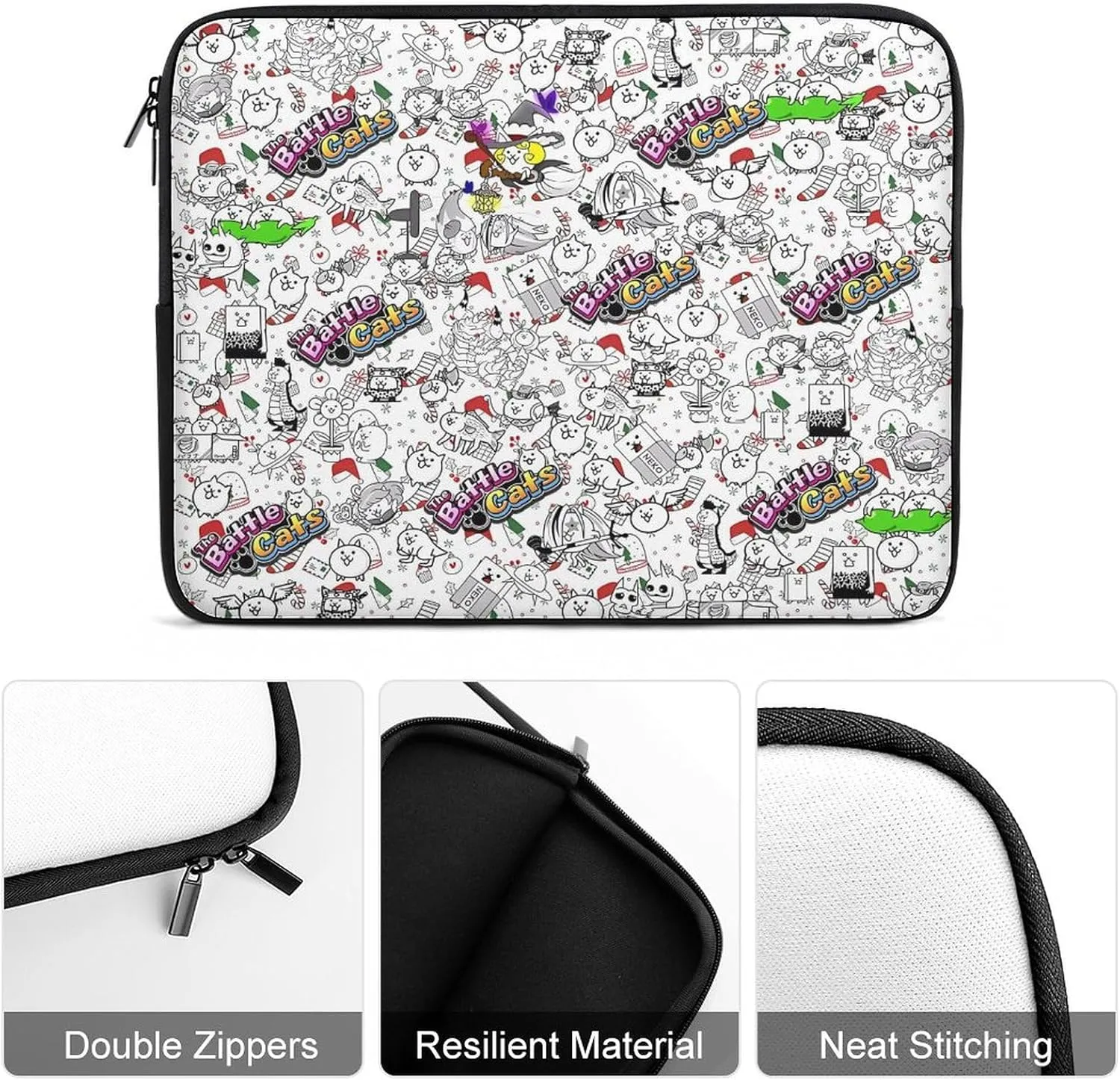 Battle-Cats Slim Laptop Bag - Lightweight And Water-Resistant Carrying Case with Handle