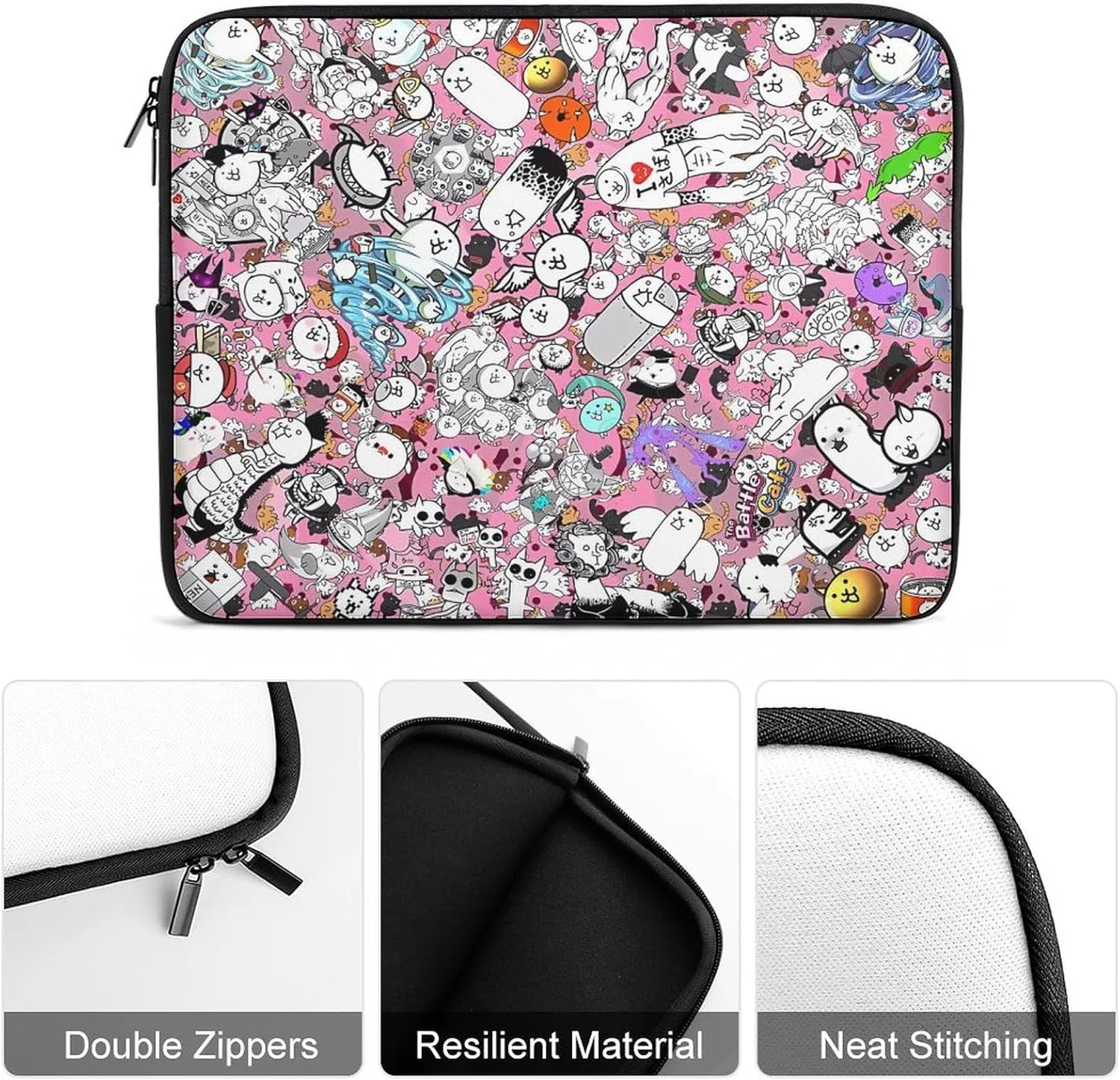 Battle-Cats Slim Laptop Bag - Lightweight And Water-Resistant Carrying Case with Handle
