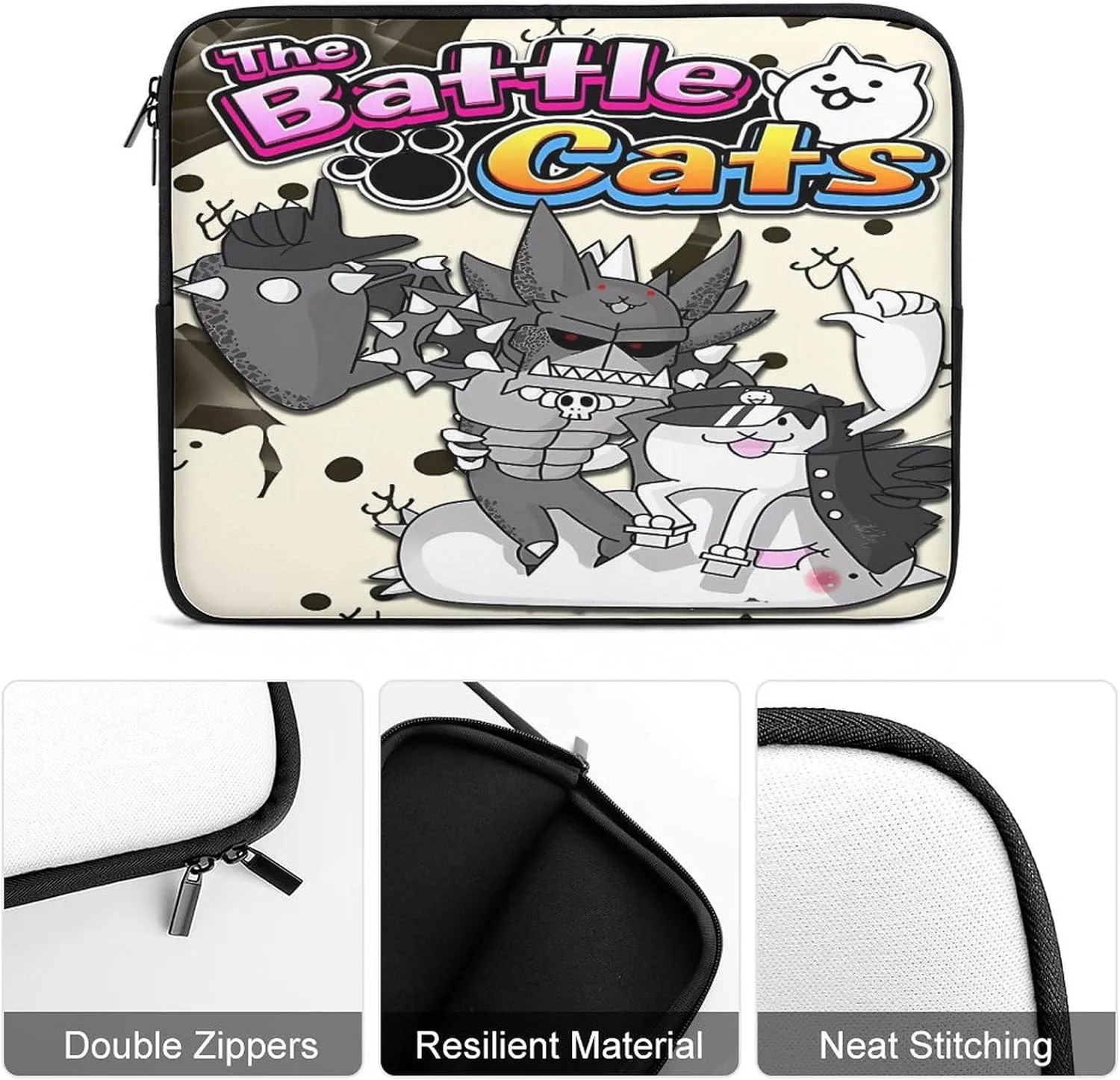 Battle-Cats Slim Laptop Bag - Lightweight And Water-Resistant Carrying Case with Handle