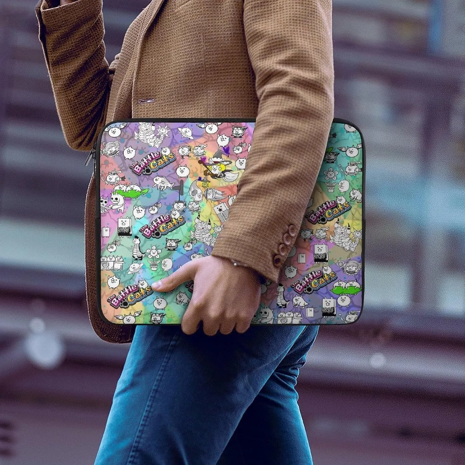 Battle-Cats Slim Laptop Bag - Lightweight And Water-Resistant Carrying Case with Handle