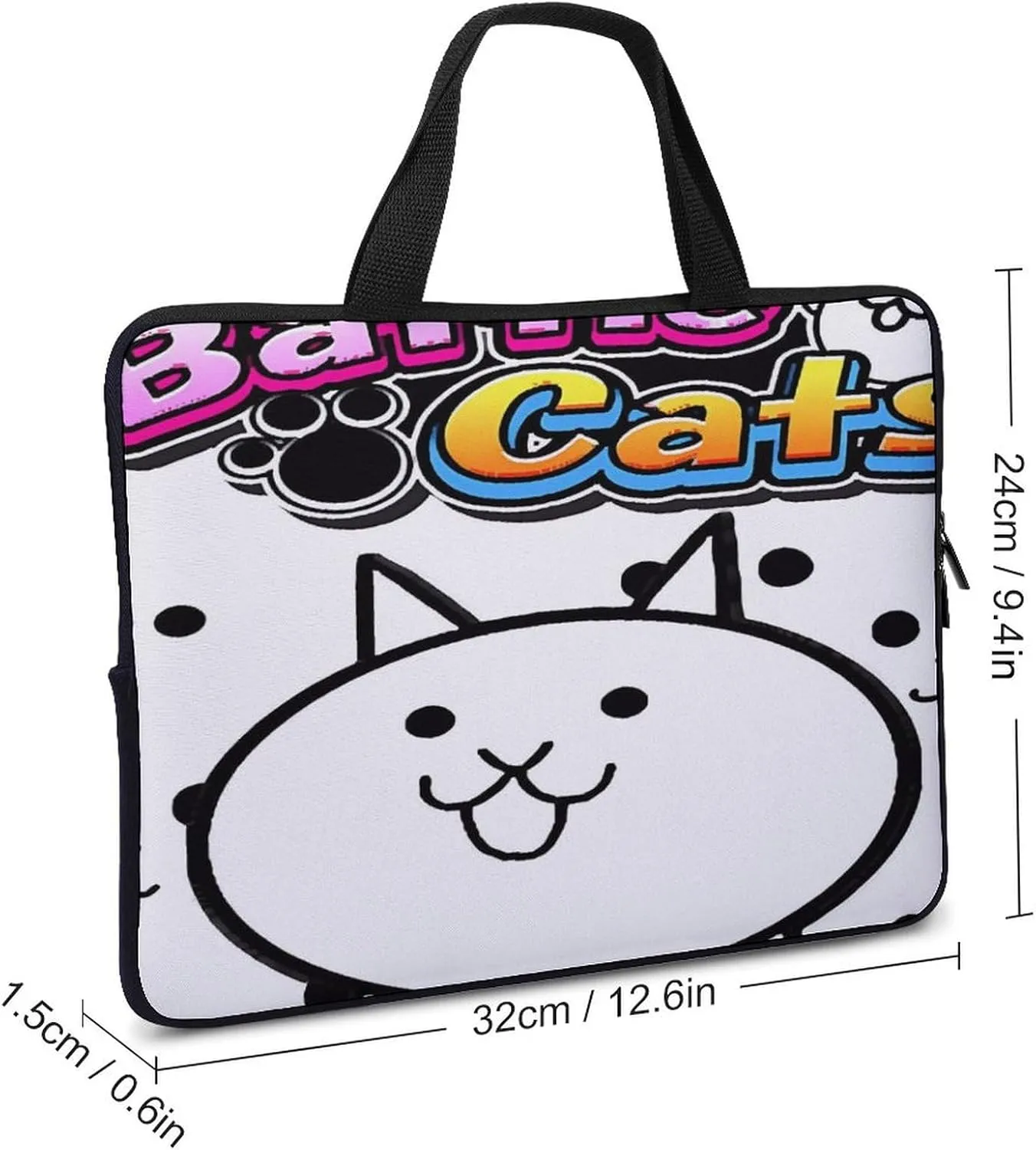 Battle-Cats Slim Laptop Bag - Lightweight And Water-Resistant Carrying Case with Handle