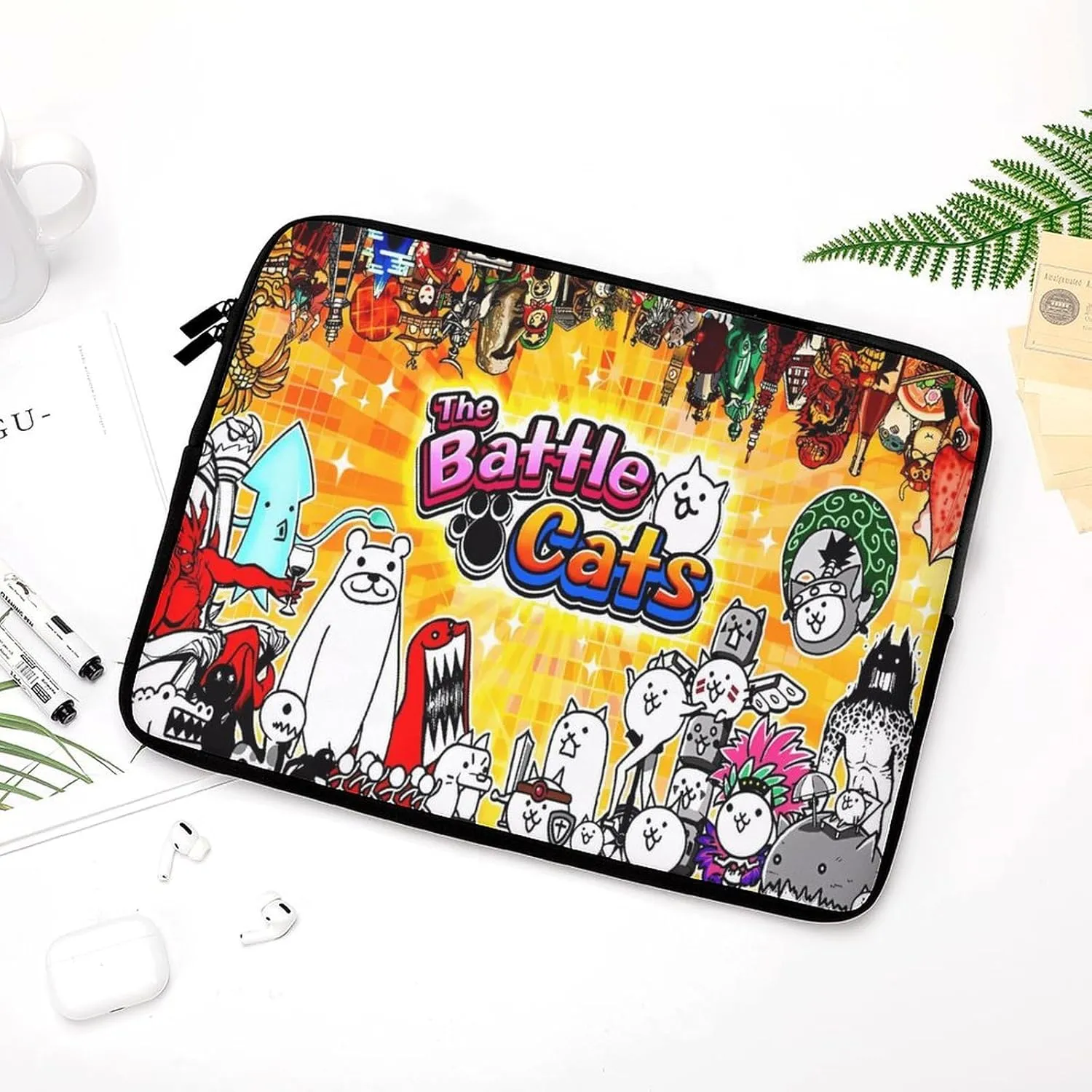 Battle-Cats Slim Laptop Bag - Lightweight And Water-Resistant Carrying Case with Handle