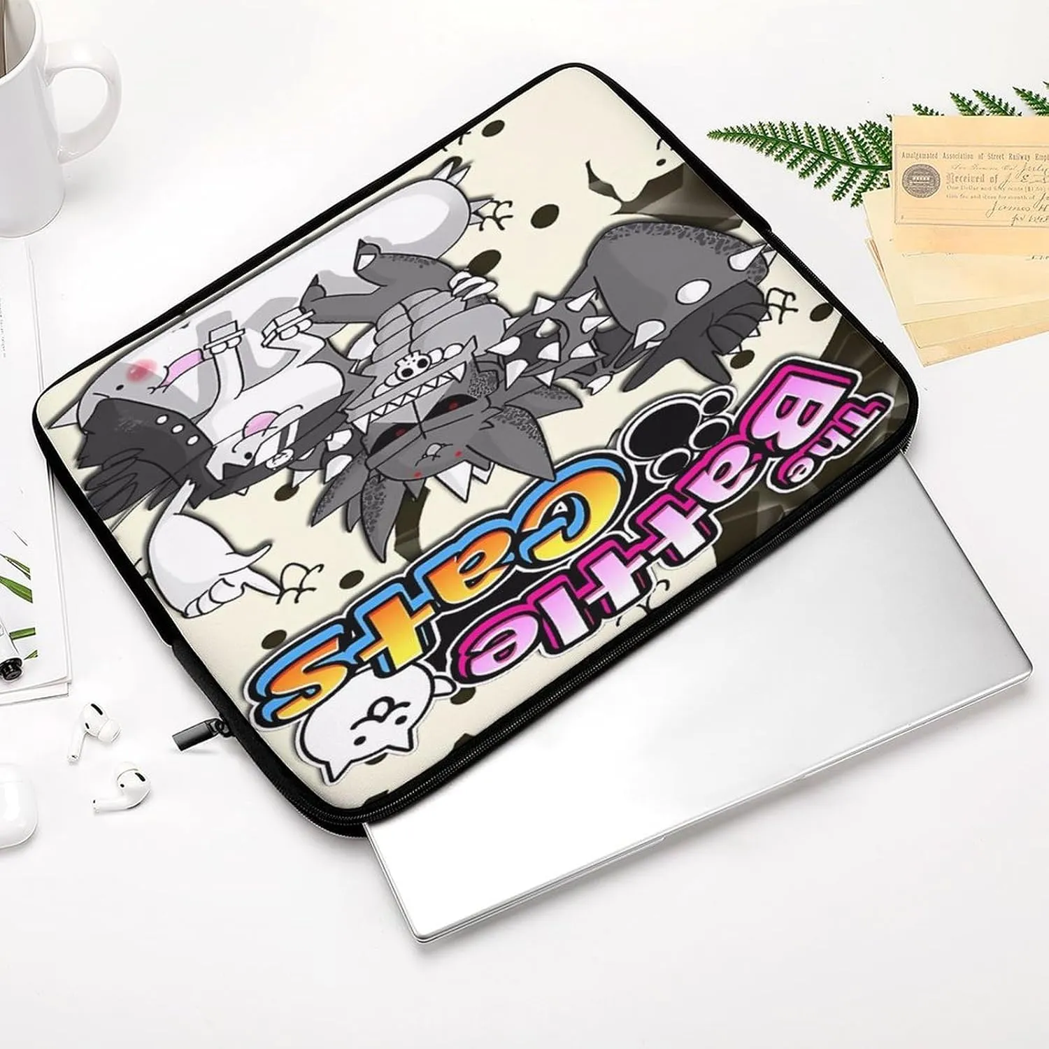 Battle-Cats Slim Laptop Bag - Lightweight And Water-Resistant Carrying Case with Handle
