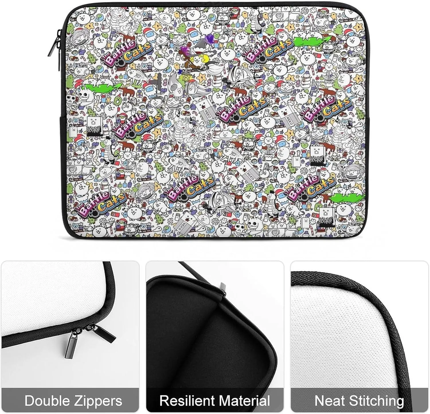 Battle-Cats Slim Laptop Bag - Lightweight And Water-Resistant Carrying Case with Handle
