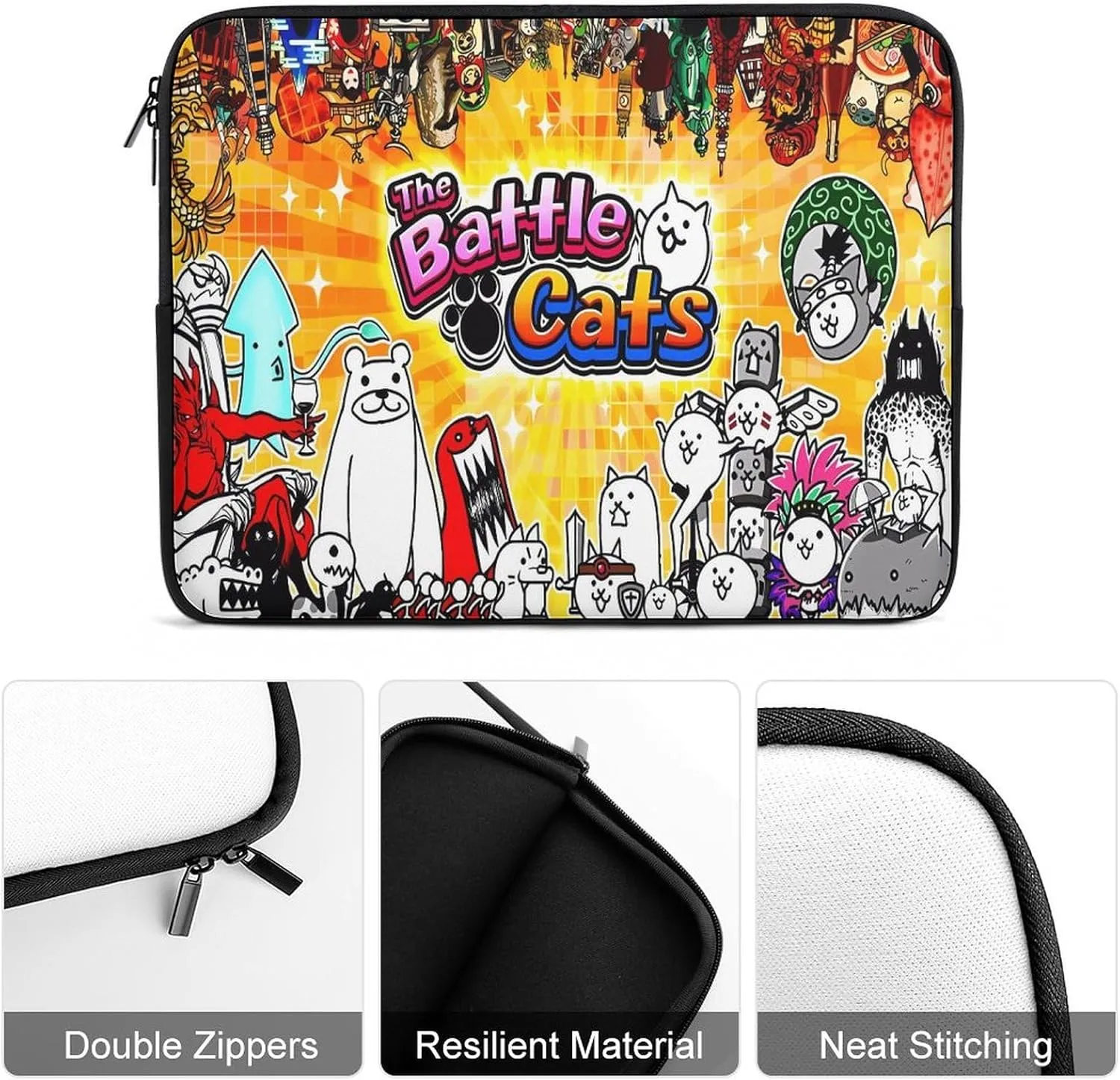 Battle-Cats Slim Laptop Bag - Lightweight And Water-Resistant Carrying Case with Handle