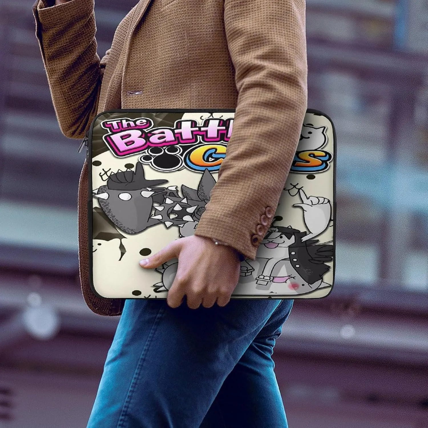 Battle-Cats Slim Laptop Bag - Lightweight And Water-Resistant Carrying Case with Handle