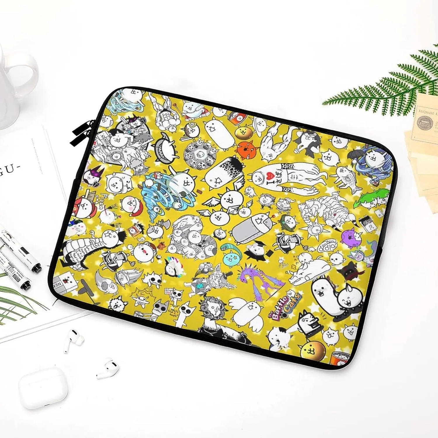 Battle-Cats Slim Laptop Bag - Lightweight And Water-Resistant Carrying Case with Handle