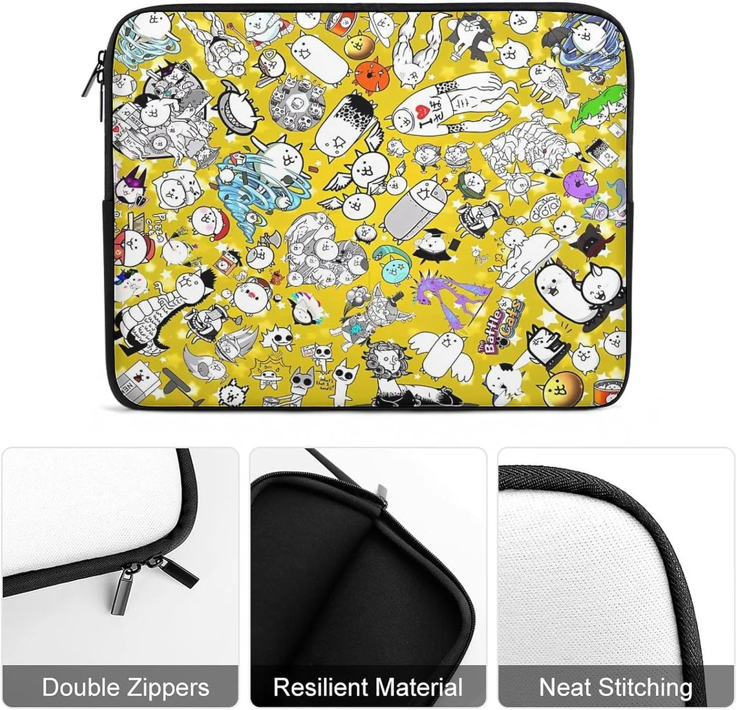 Battle-Cats Slim Laptop Bag - Lightweight And Water-Resistant Carrying Case with Handle