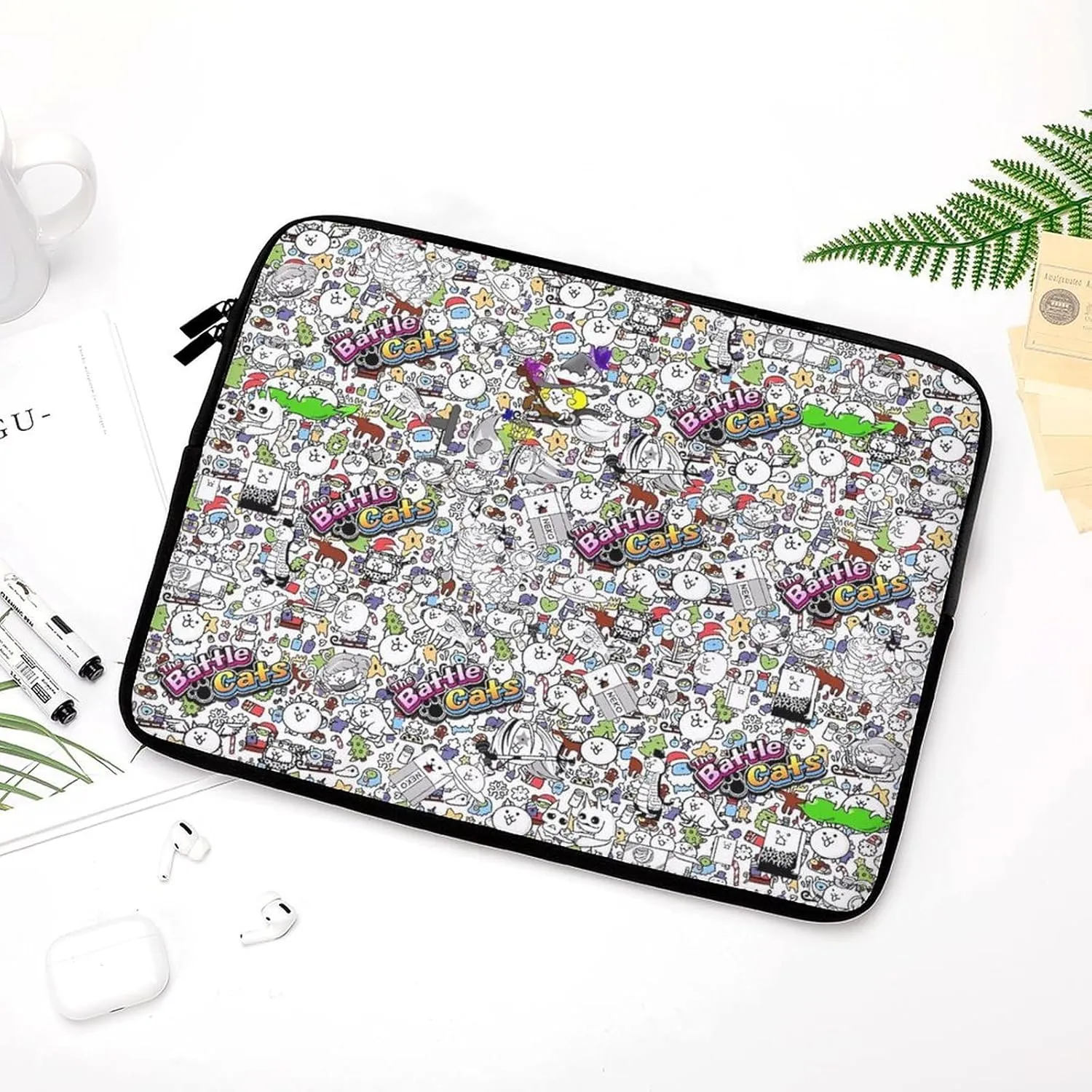 Battle-Cats Slim Laptop Bag - Lightweight And Water-Resistant Carrying Case with Handle