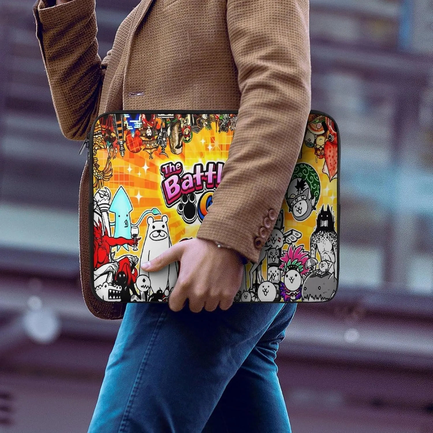 Battle-Cats Slim Laptop Bag - Lightweight And Water-Resistant Carrying Case with Handle
