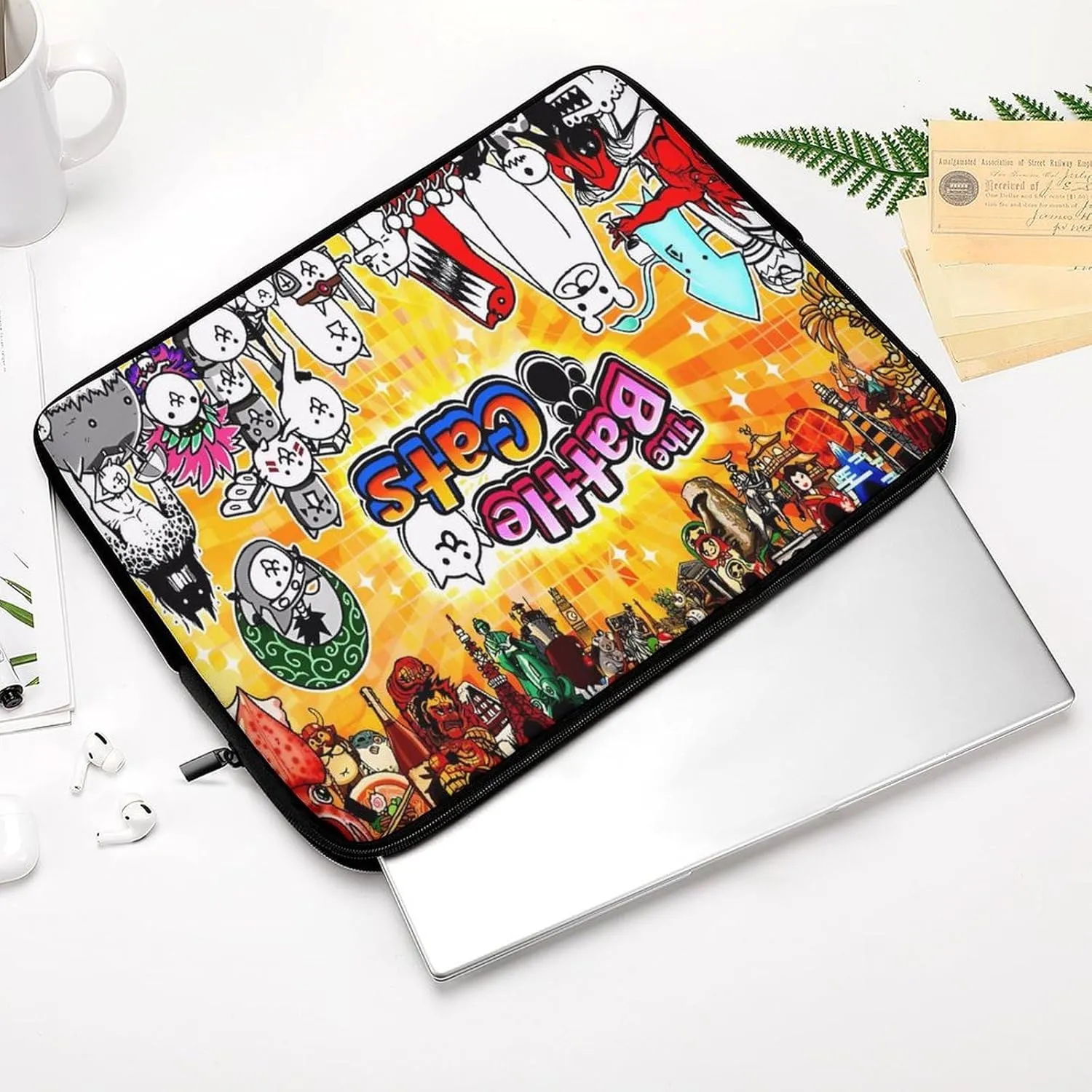 Battle-Cats Slim Laptop Bag - Lightweight And Water-Resistant Carrying Case with Handle