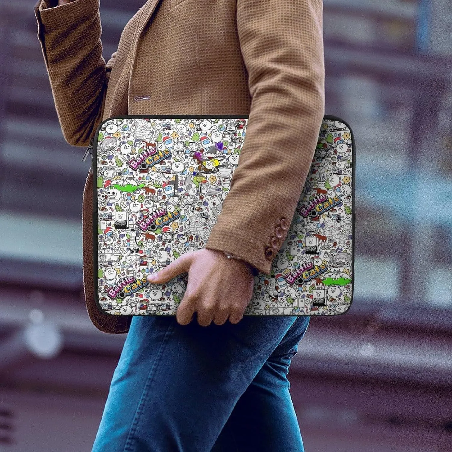 Battle-Cats Slim Laptop Bag - Lightweight And Water-Resistant Carrying Case with Handle