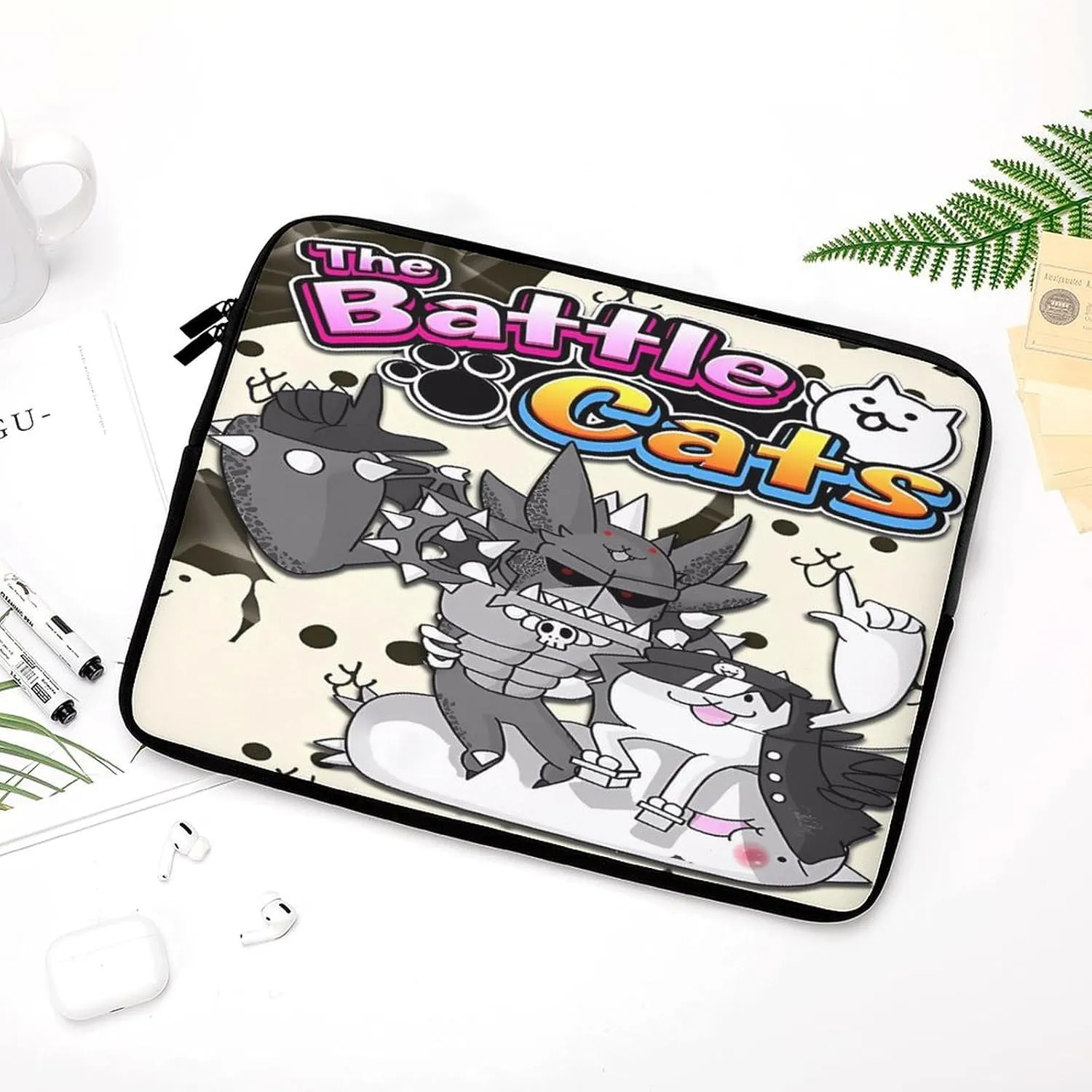 Battle-Cats Slim Laptop Bag - Lightweight And Water-Resistant Carrying Case with Handle