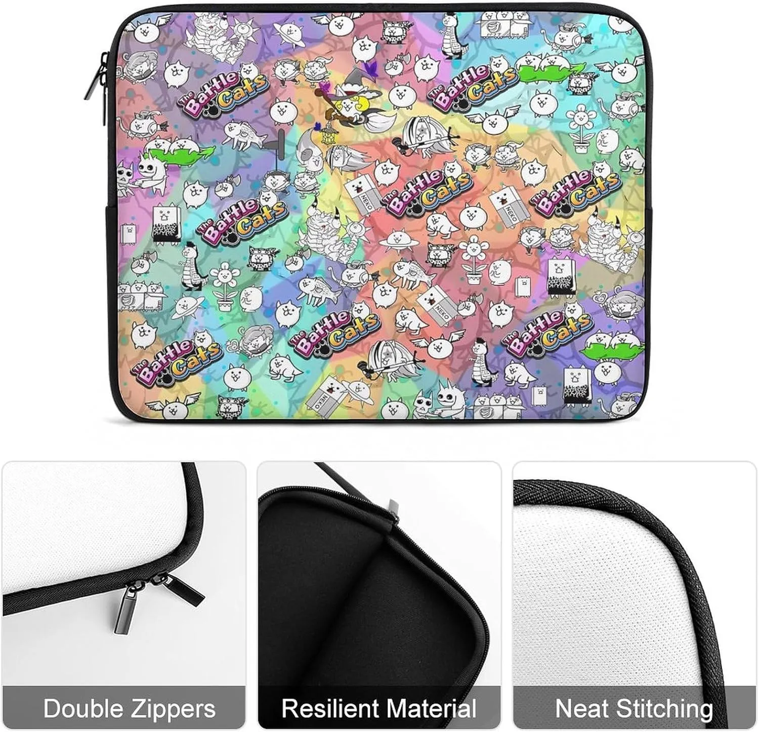 Battle-Cats Slim Laptop Bag - Lightweight And Water-Resistant Carrying Case with Handle