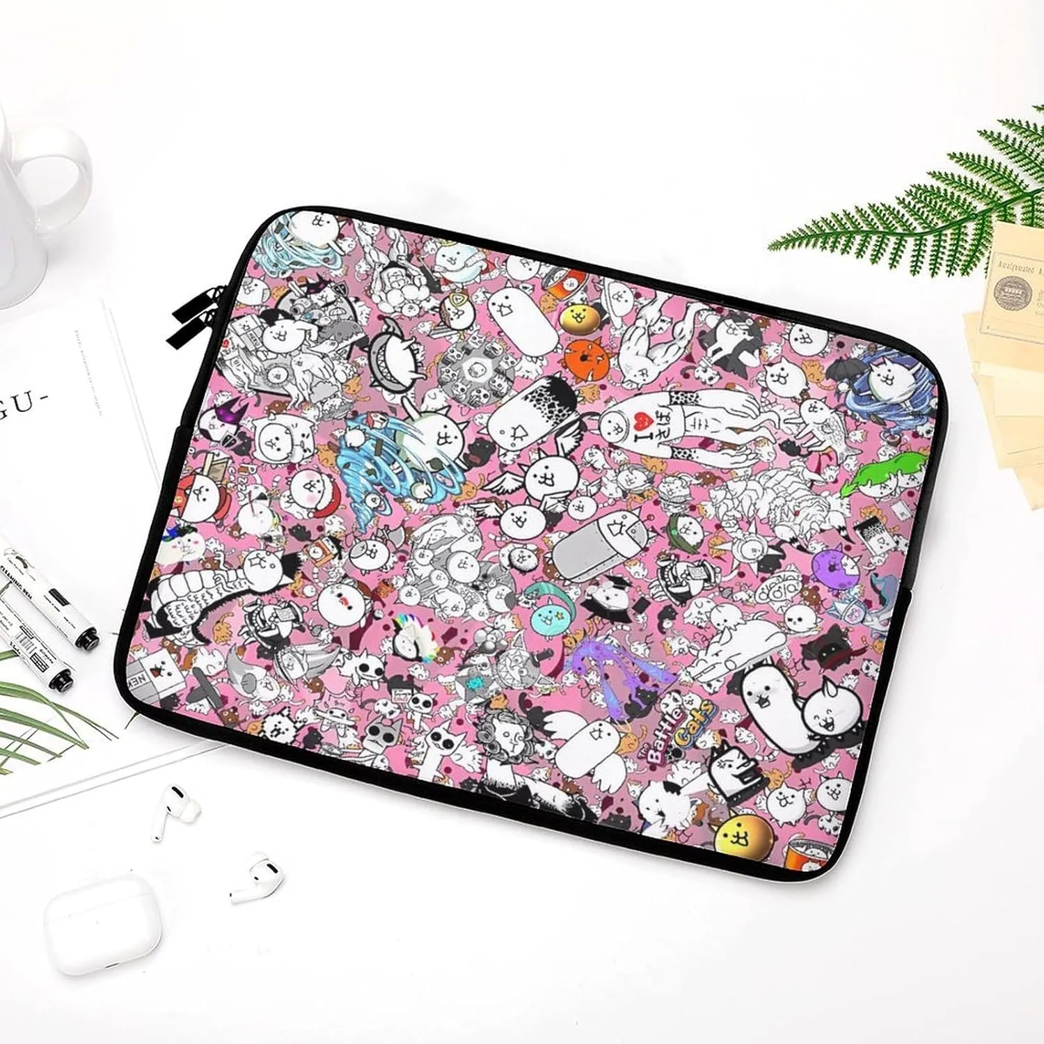 Battle-Cats Slim Laptop Bag - Lightweight And Water-Resistant Carrying Case with Handle