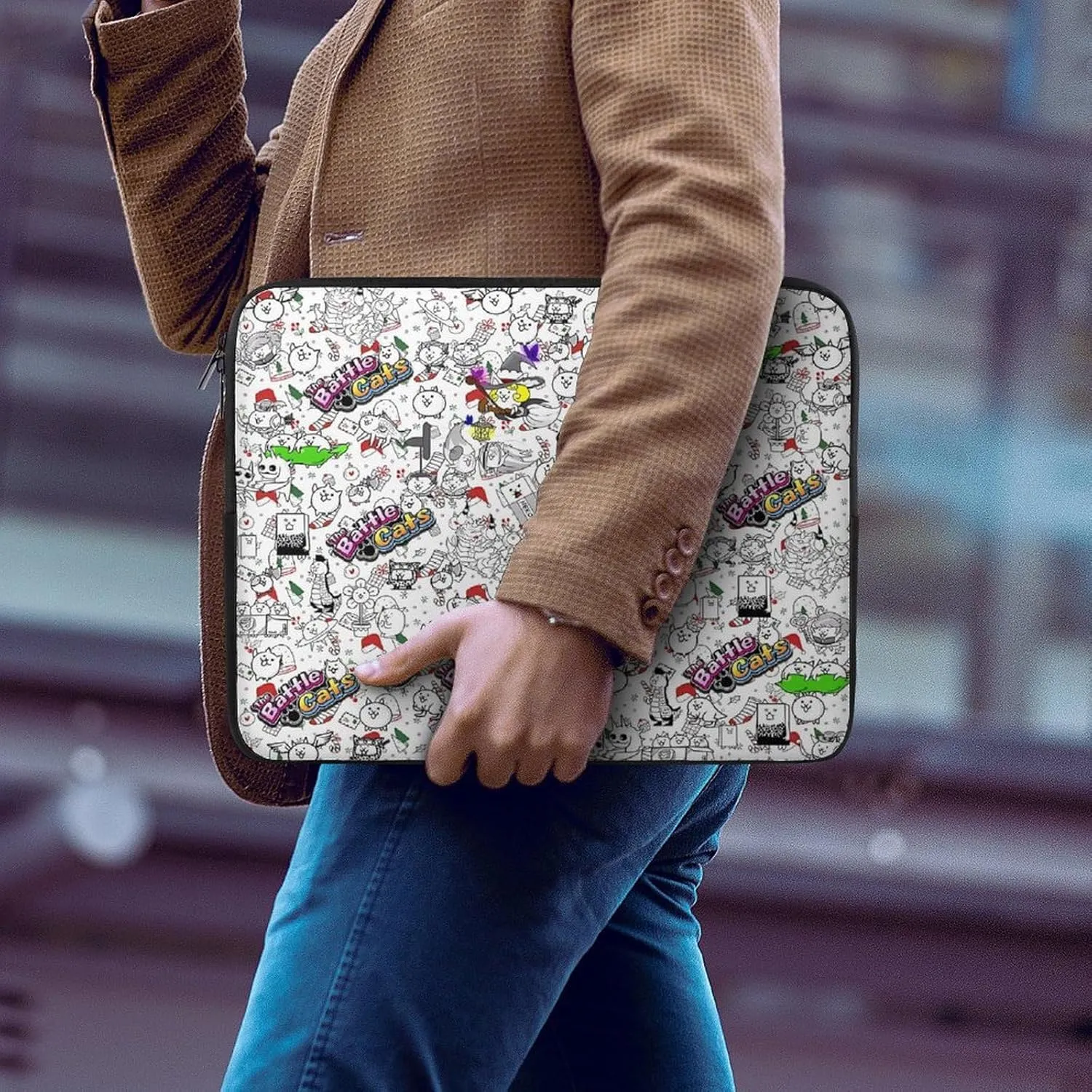 Battle-Cats Slim Laptop Bag - Lightweight And Water-Resistant Carrying Case with Handle