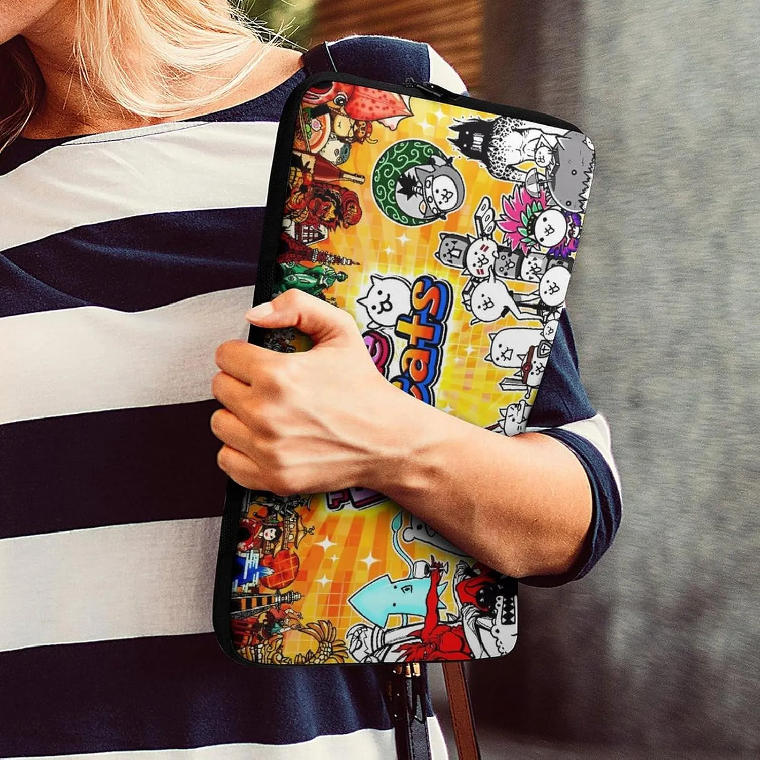 Battle-Cats Slim Laptop Bag - Lightweight And Water-Resistant Carrying Case with Handle