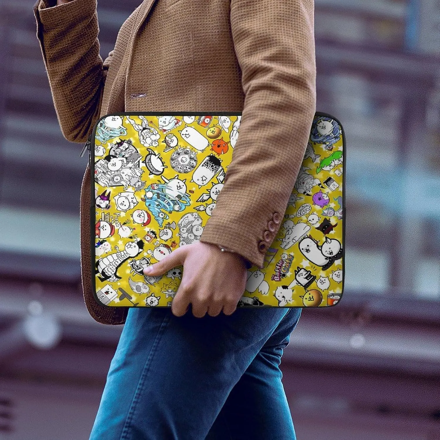 Battle-Cats Slim Laptop Bag - Lightweight And Water-Resistant Carrying Case with Handle