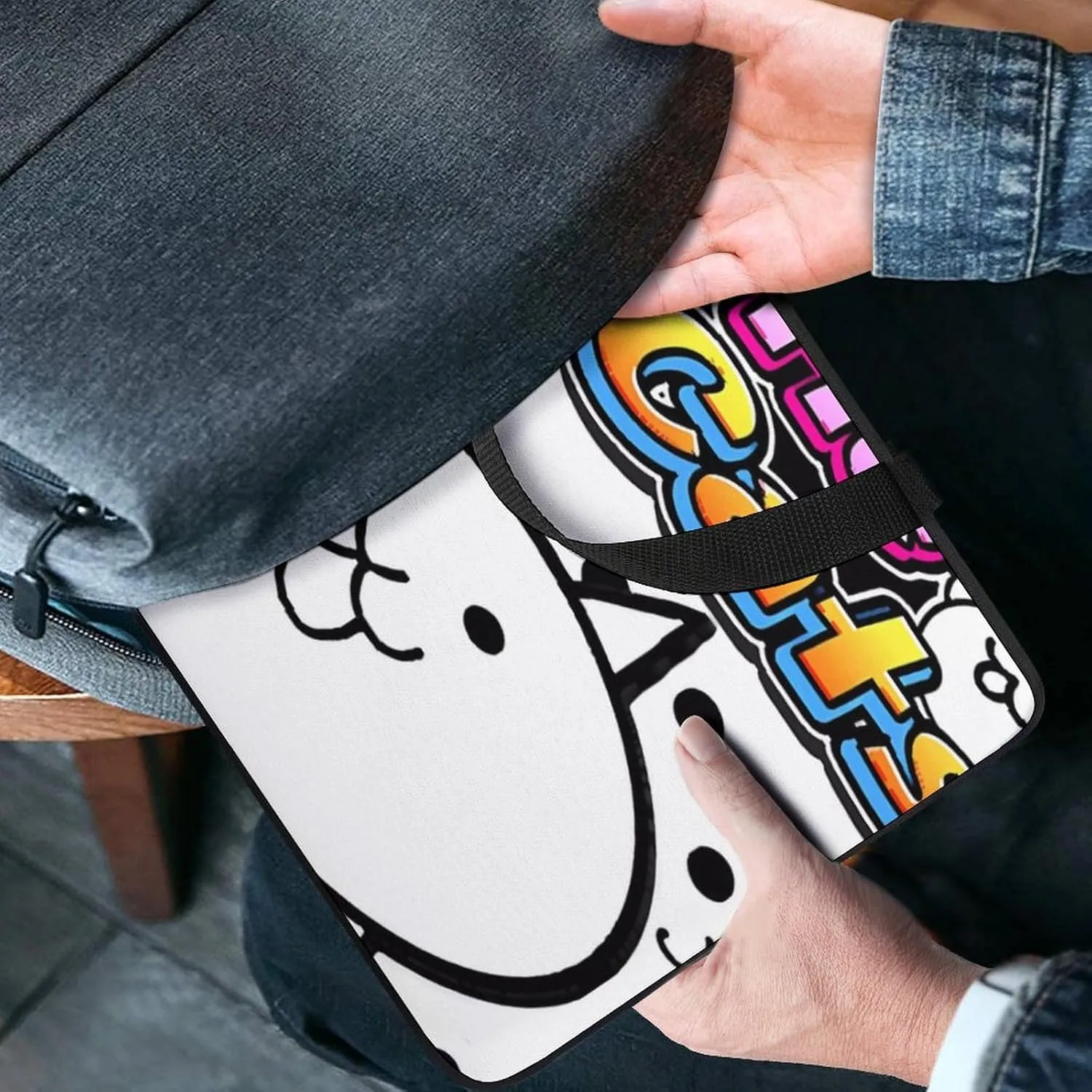 Battle-Cats Slim Laptop Bag - Lightweight And Water-Resistant Carrying Case with Handle