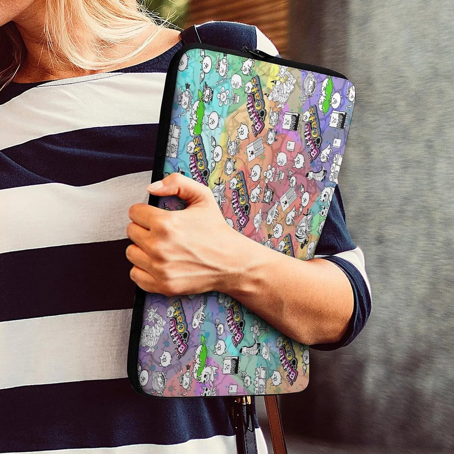 Battle-Cats Slim Laptop Bag - Lightweight And Water-Resistant Carrying Case with Handle