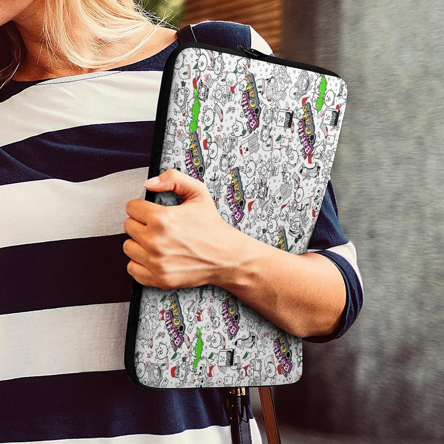 Battle-Cats Slim Laptop Bag - Lightweight And Water-Resistant Carrying Case with Handle