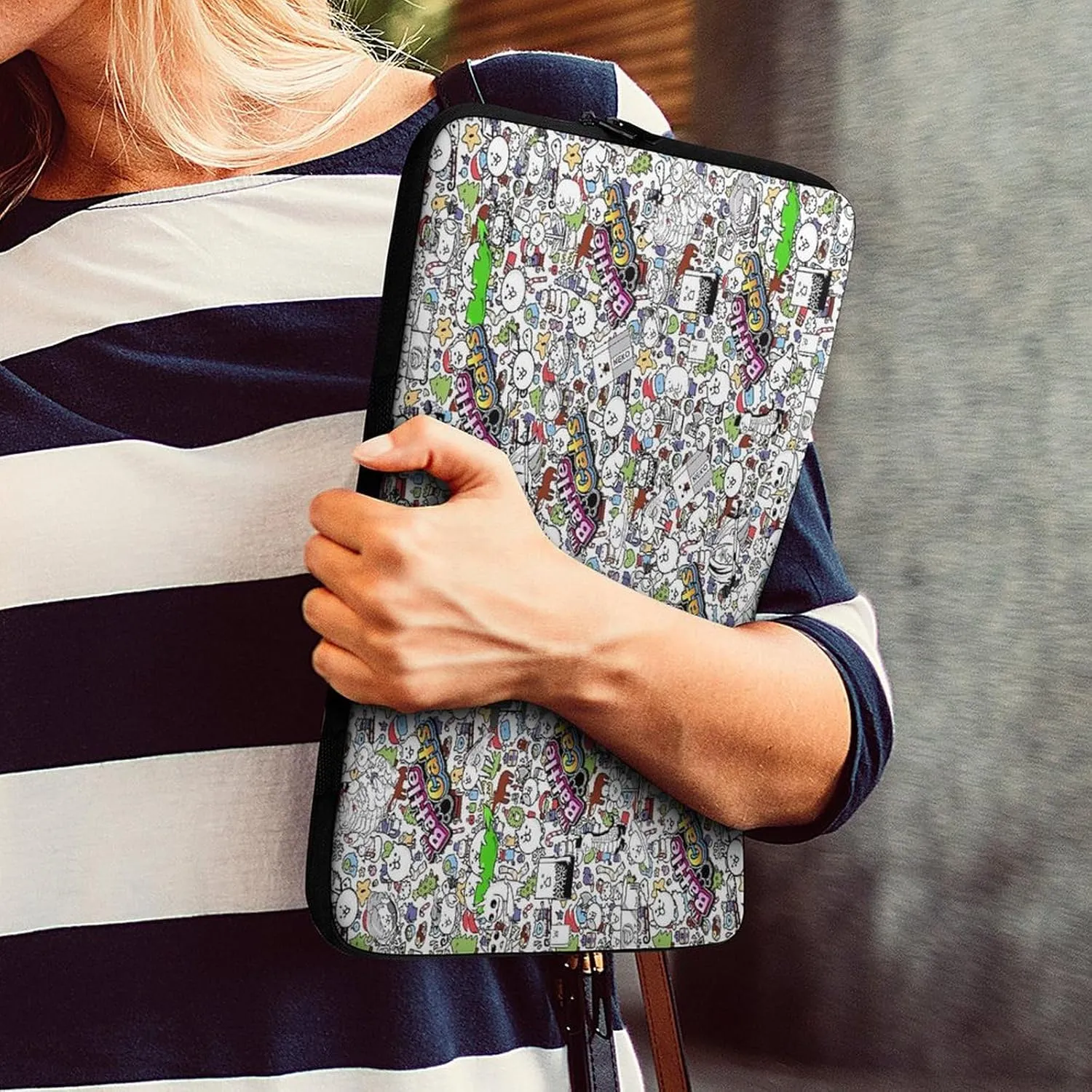 Battle-Cats Slim Laptop Bag - Lightweight And Water-Resistant Carrying Case with Handle