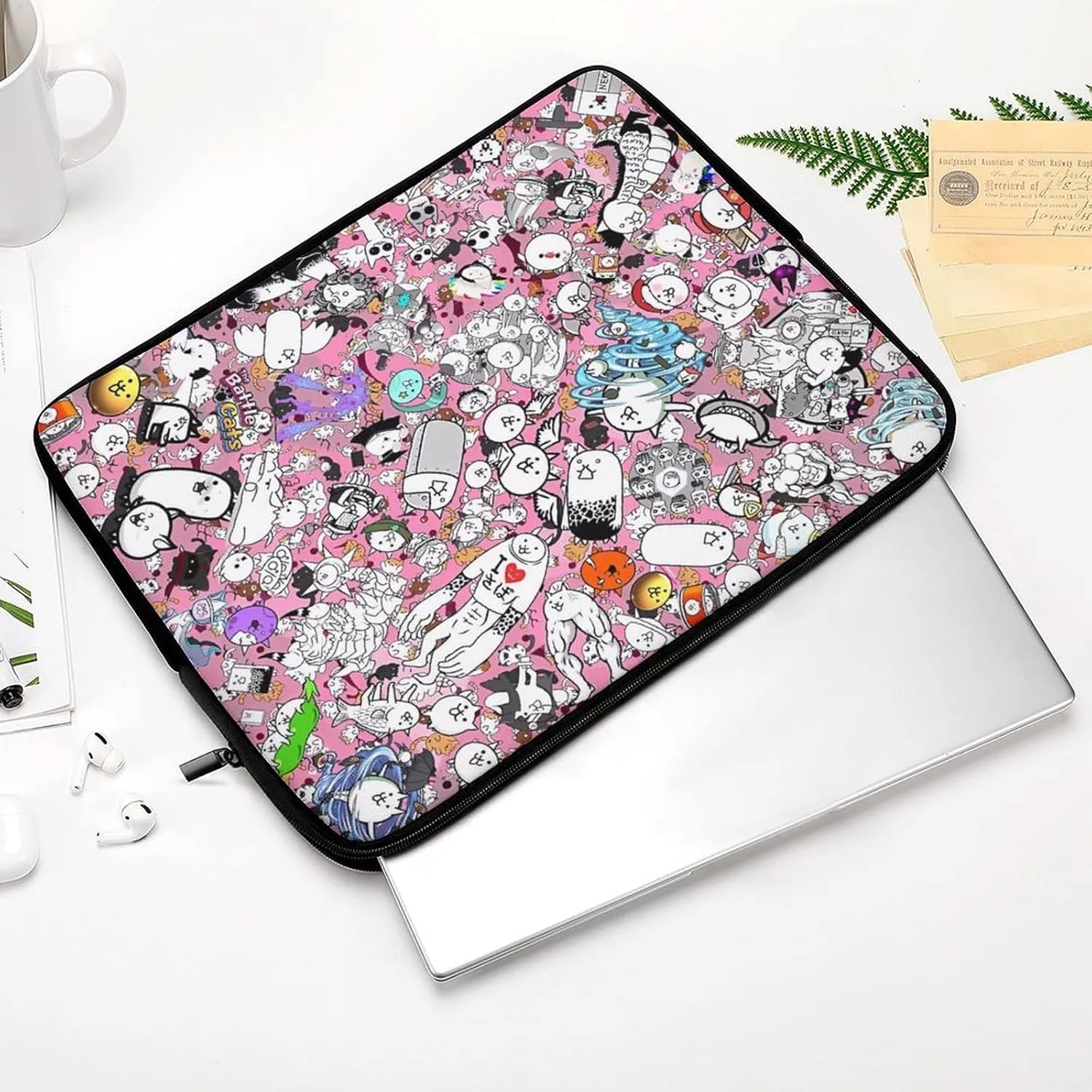Battle-Cats Slim Laptop Bag - Lightweight And Water-Resistant Carrying Case with Handle
