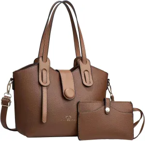 Beach Tote Bag 4 Packet Solid Color Leather Handbags Shoulder Bags Crossbody Hobo Bags Card Purse Work Travel Essential J