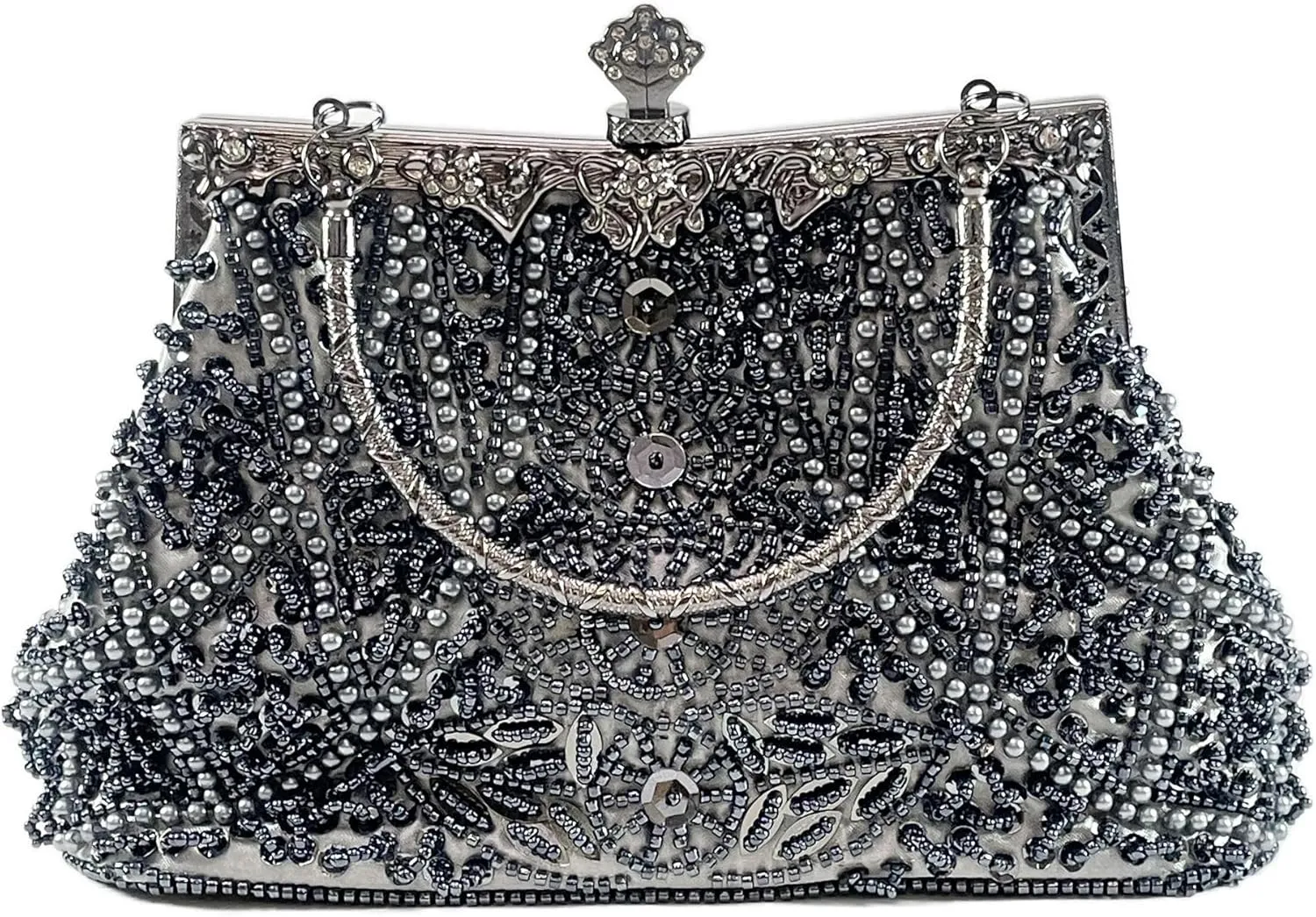 Beaded Purse Bags and Clutch- Evening Bags Wedding Women's Elegant and Stylish Handbag Collection- (black)