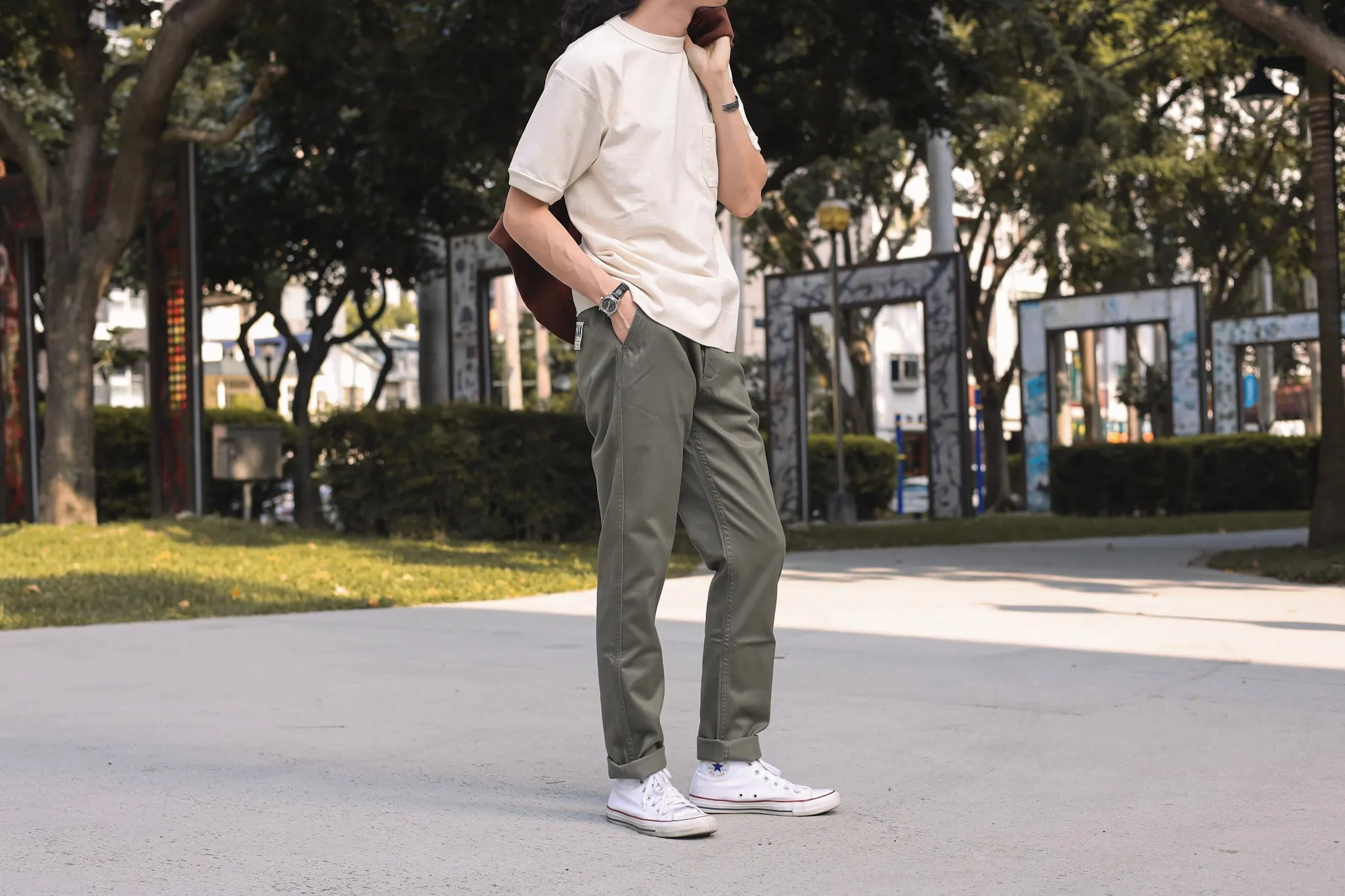 【Benzak Denim Developers】BC-04 RELAXED CHINO 8.5 oz. aged green sateen twill / 寬鬆錐形 復古綠 薄款軍用沙丁布