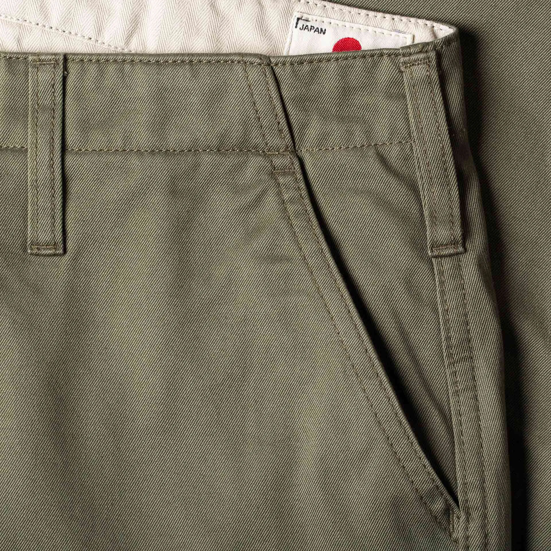 【Benzak Denim Developers】BC-04 RELAXED CHINO 8.5 oz. aged green sateen twill / 寬鬆錐形 復古綠 薄款軍用沙丁布