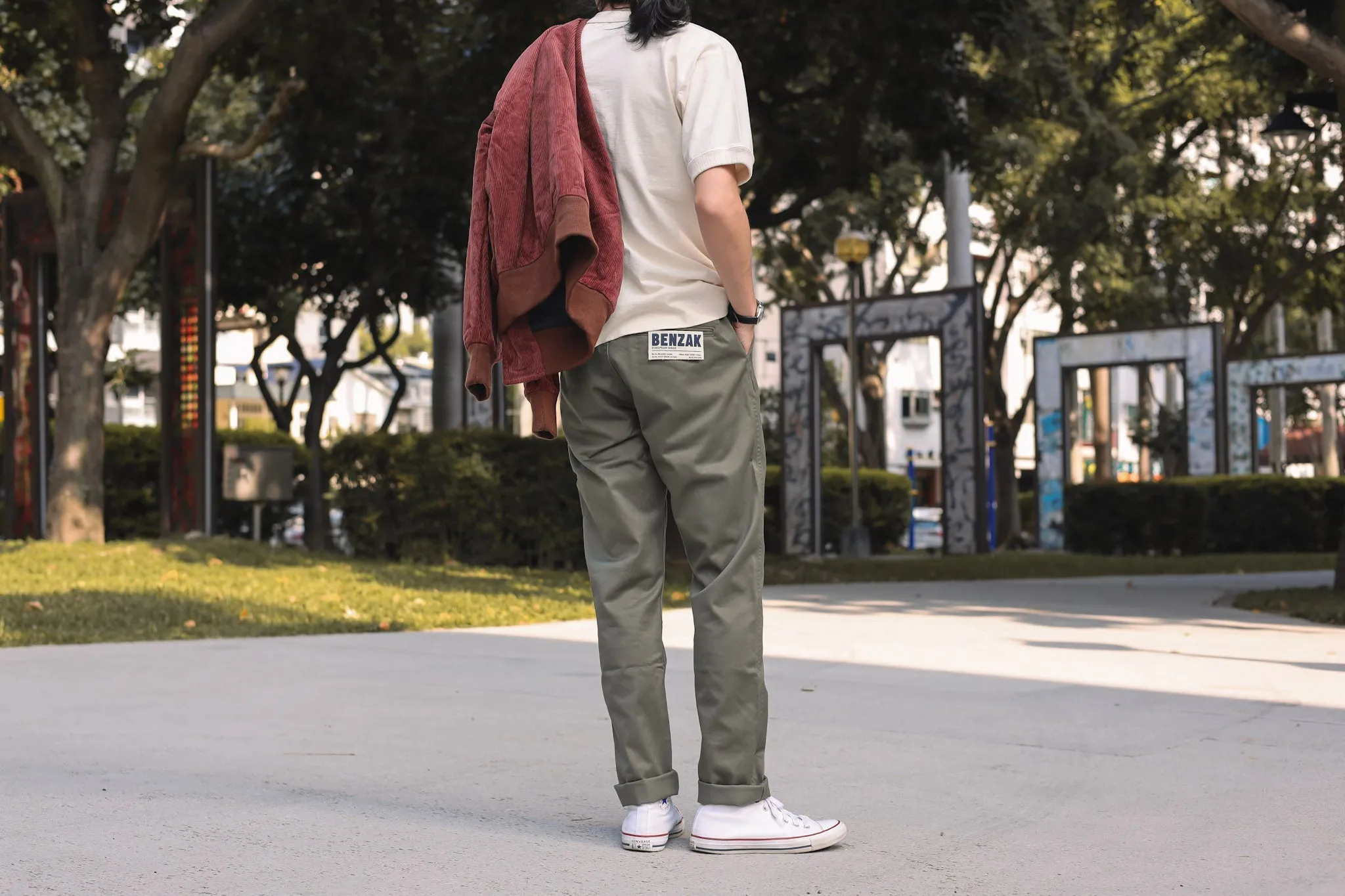 【Benzak Denim Developers】BC-04 RELAXED CHINO 8.5 oz. aged green sateen twill / 寬鬆錐形 復古綠 薄款軍用沙丁布