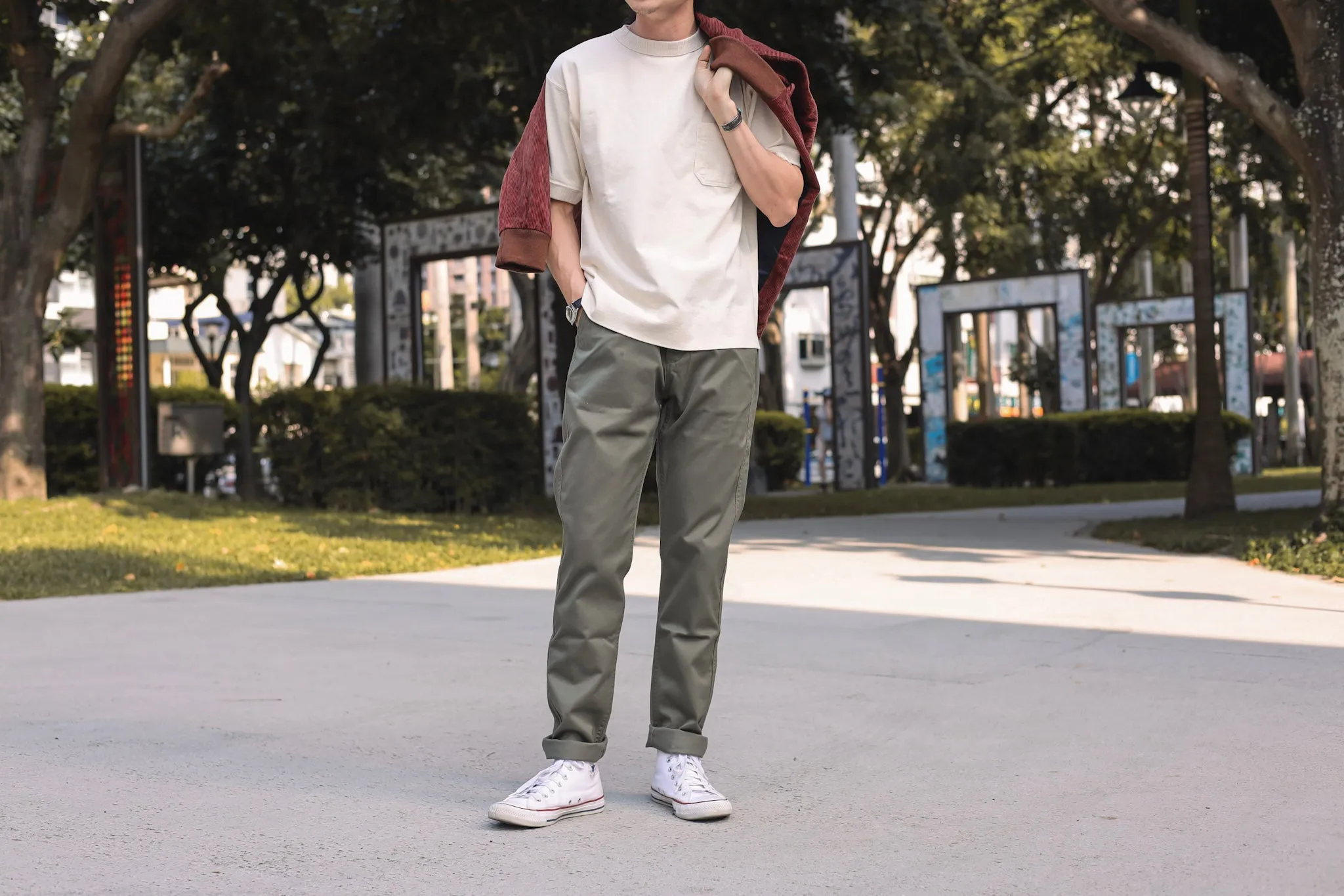 【Benzak Denim Developers】BC-04 RELAXED CHINO 8.5 oz. aged green sateen twill / 寬鬆錐形 復古綠 薄款軍用沙丁布