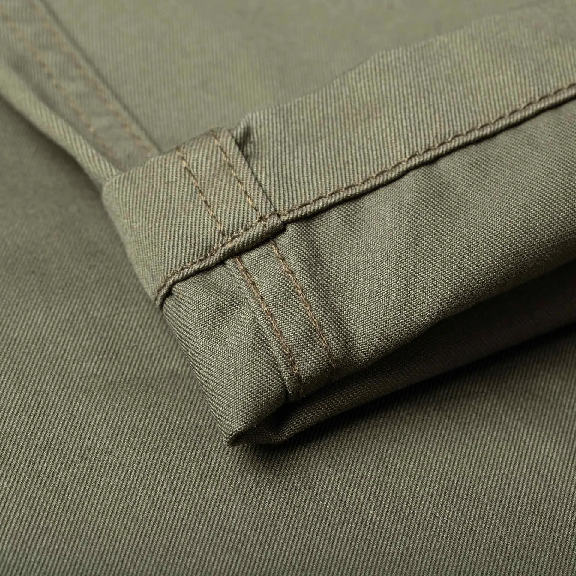 【Benzak Denim Developers】BC-04 RELAXED CHINO 8.5 oz. aged green sateen twill / 寬鬆錐形 復古綠 薄款軍用沙丁布