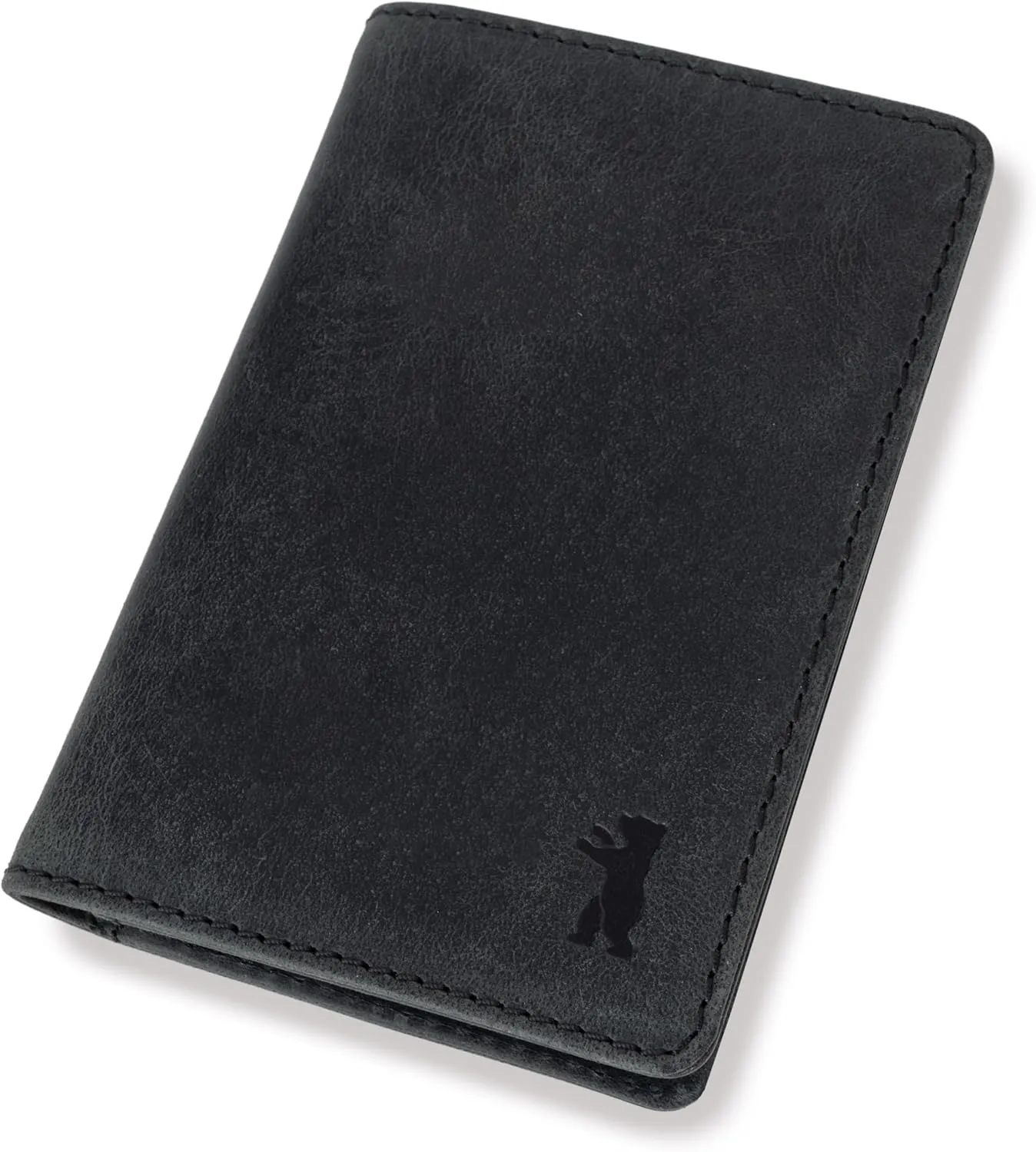 BERLINER BAGS Vintage Genuine Leather Card Holder Porto, Slim Bifold Wallet, RFID Wallet for Men and Women - Dark Grey