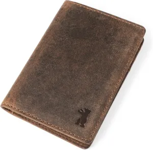 BERLINER BAGS Vintage Genuine Leather Slim Wallet Porto, Card Holder, Bifold Small Wallet, RFID Protected Wallet for Men and Women - Brown