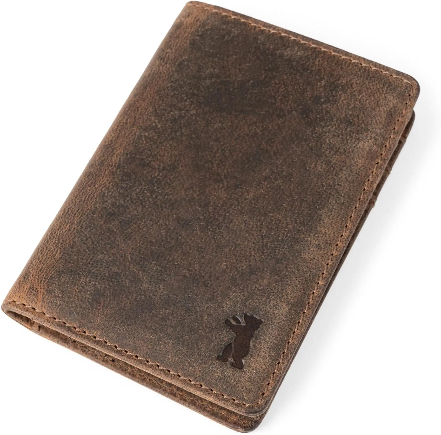 BERLINER BAGS Vintage Genuine Leather Slim Wallet Porto, Card Holder, Bifold Small Wallet, RFID Protected Wallet for Men and Women - Brown