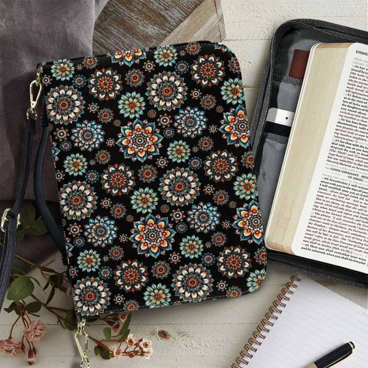 Bible Cover for Women Men Waterproof Crossbody Bag with Handle Tote Bag for Pens, Highlighters M-2XL