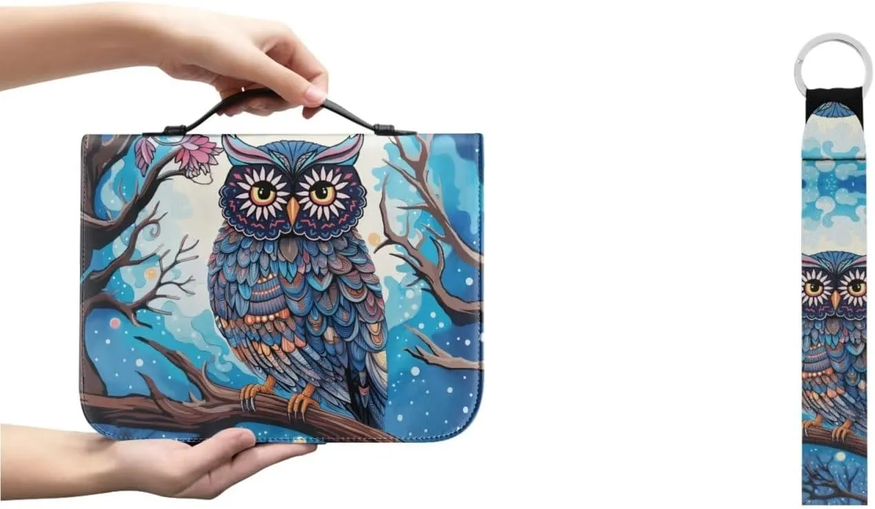 Bible Cover for Women PU Leather Bible Carrying Case Bible Study Supplies Bag Bible Case Key Chain 2 Pcs Set