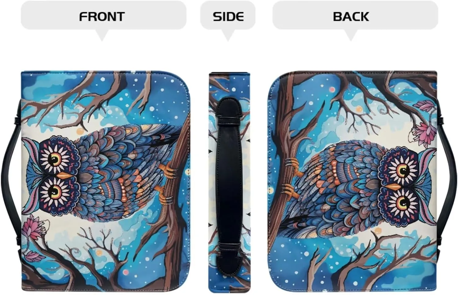 Bible Cover for Women PU Leather Bible Carrying Case Bible Study Supplies Bag Bible Case Key Chain 2 Pcs Set