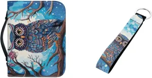 Bible Cover for Women PU Leather Bible Carrying Case Bible Study Supplies Bag Bible Case Key Chain 2 Pcs Set