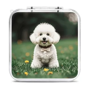 Bichon Frise Dog on The Grass Switch Game Case Switch Game Holder Cartridge Case Storage 12 Games & 2 Micro Sd Card Slots, Travel Carry Cases, Portable Games Card Storage, Hard Shell, Buckle Closure