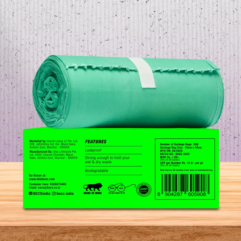 Biodegradable Garbage Bags - Small - 30 bags/roll_