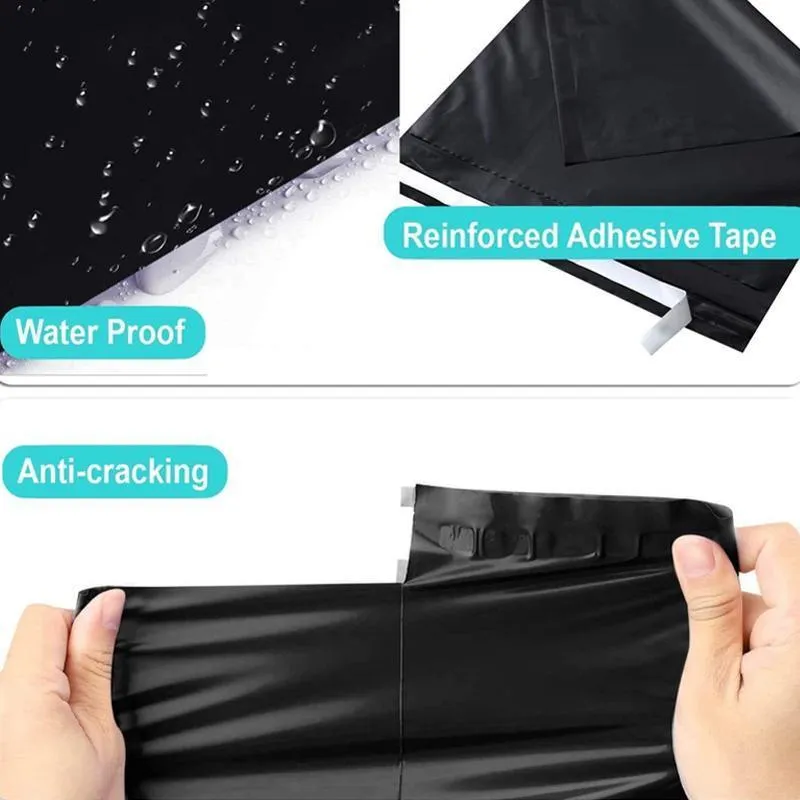 Biodegradable Mailer Bags 50PCS 5Sizes Black Plastic Mailing