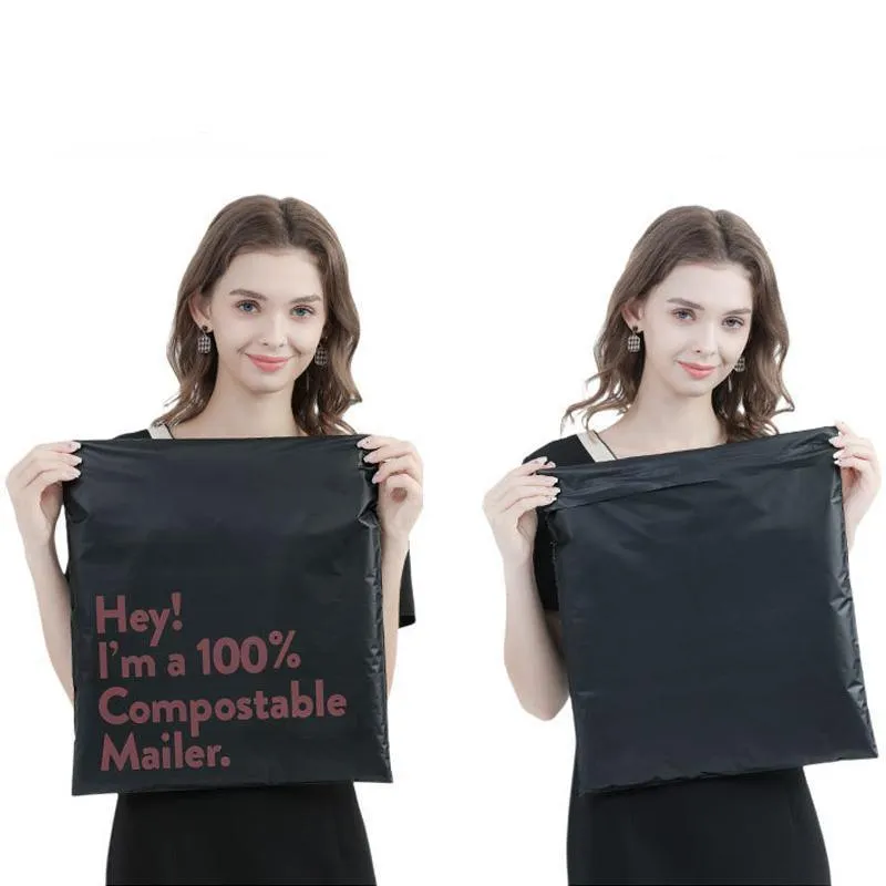 Biodegradable Mailer Bags 50PCS 5Sizes Black Plastic Mailing