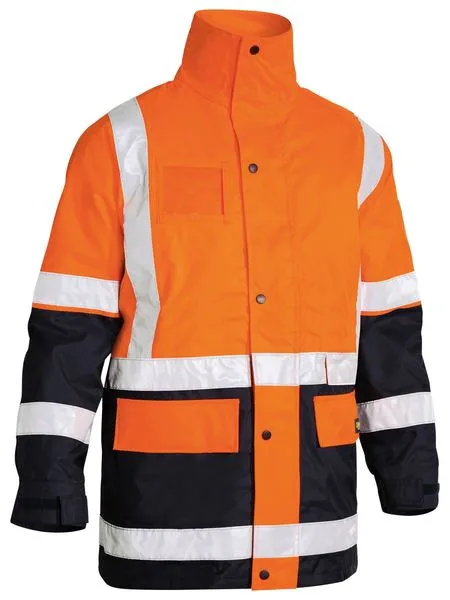 Bisley Mens BM-Taped 5-in-1 Rain Jacket 300D Orange/Navy L