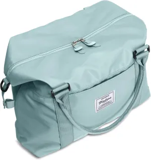 BJLFS Duffel Bag, Light Blue Nylon, 60L, Water-Resistant, Adjustable Strap, Overnight Travel, Workout, Sports Activities, Fits 15.6 Inch Laptop