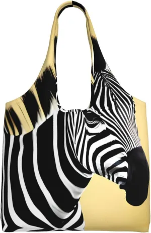 Black and white zebra Printed Shoulder Bag - Suitable for sturdy canvas bags, shopping bags