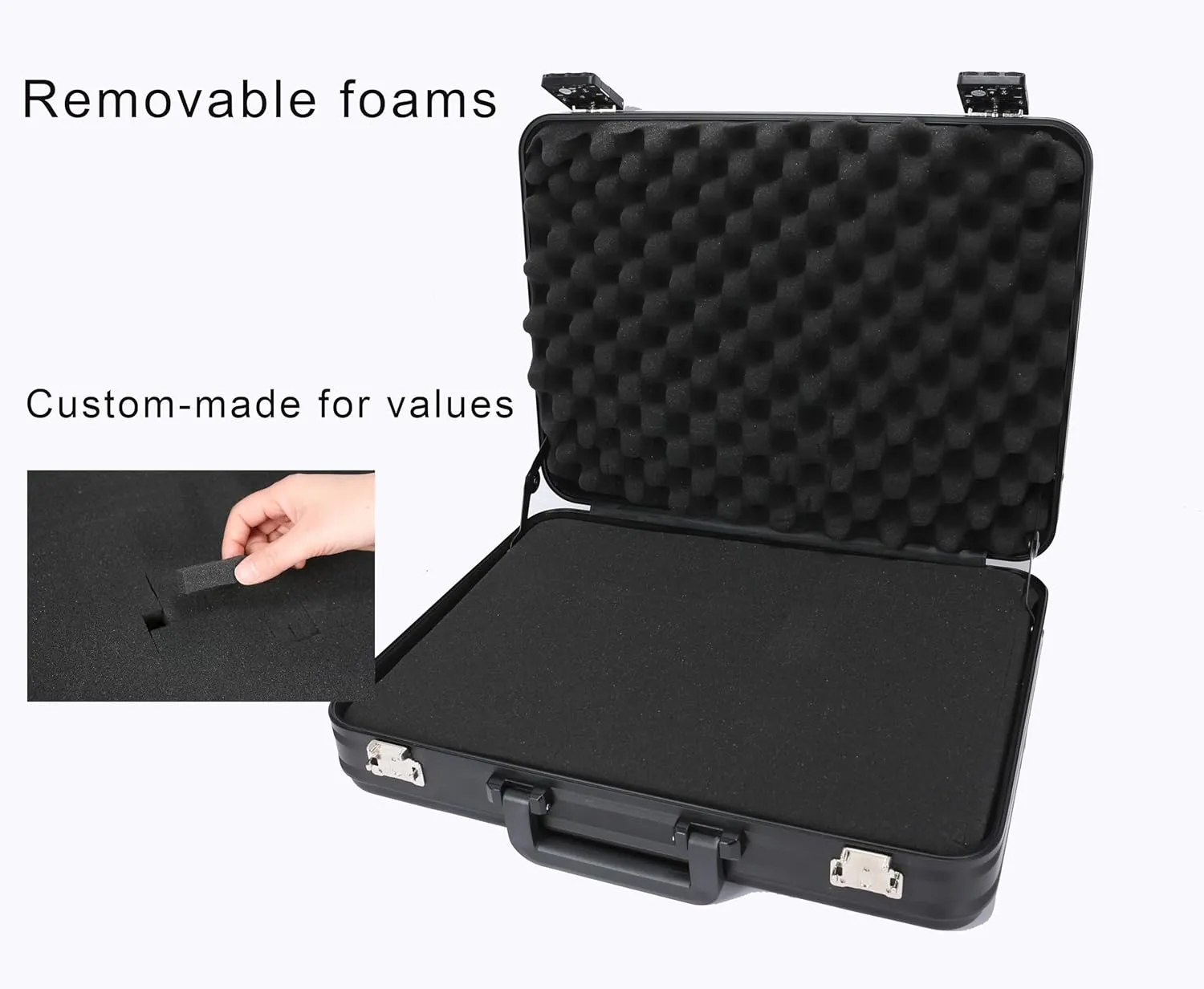 Black Briefcase for Men - 15.6 Inch Business Laptop Aluminum Case, Lawyers Document Box With Lock, Money Case for Cash, Fireproof File Organizer, Hard Shell (18.1x13.8x4.5 Inch)