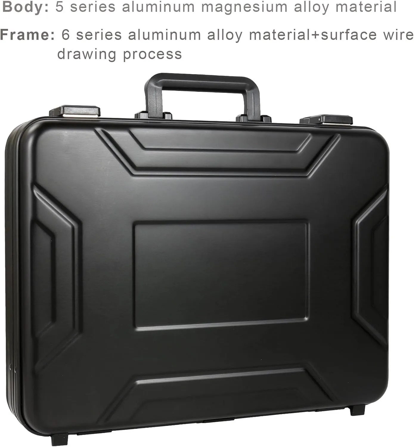 Black Briefcase for Men - 15.6 Inch Business Laptop Aluminum Case, Lawyers Document Box With Lock, Money Case for Cash, Fireproof File Organizer, Hard Shell (18.1x13.8x4.5 Inch)